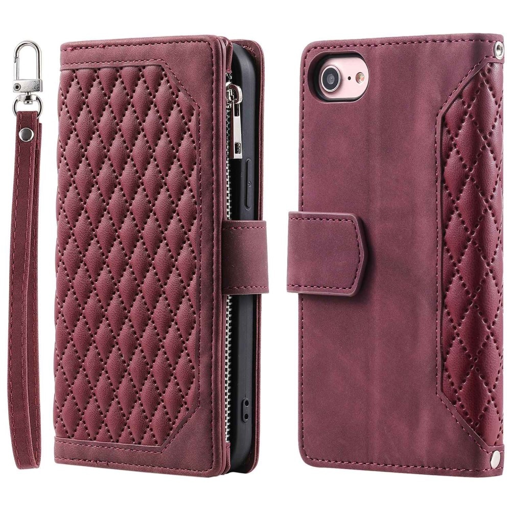 iPhone SE (2022) Portemonnee tas Quilted rood