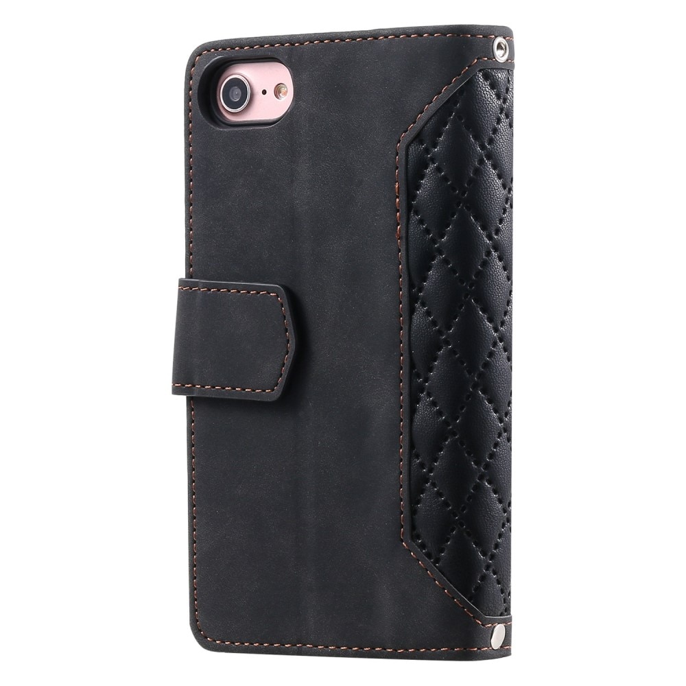 iPhone SE (2022) Portemonnee tas Quilted zwart