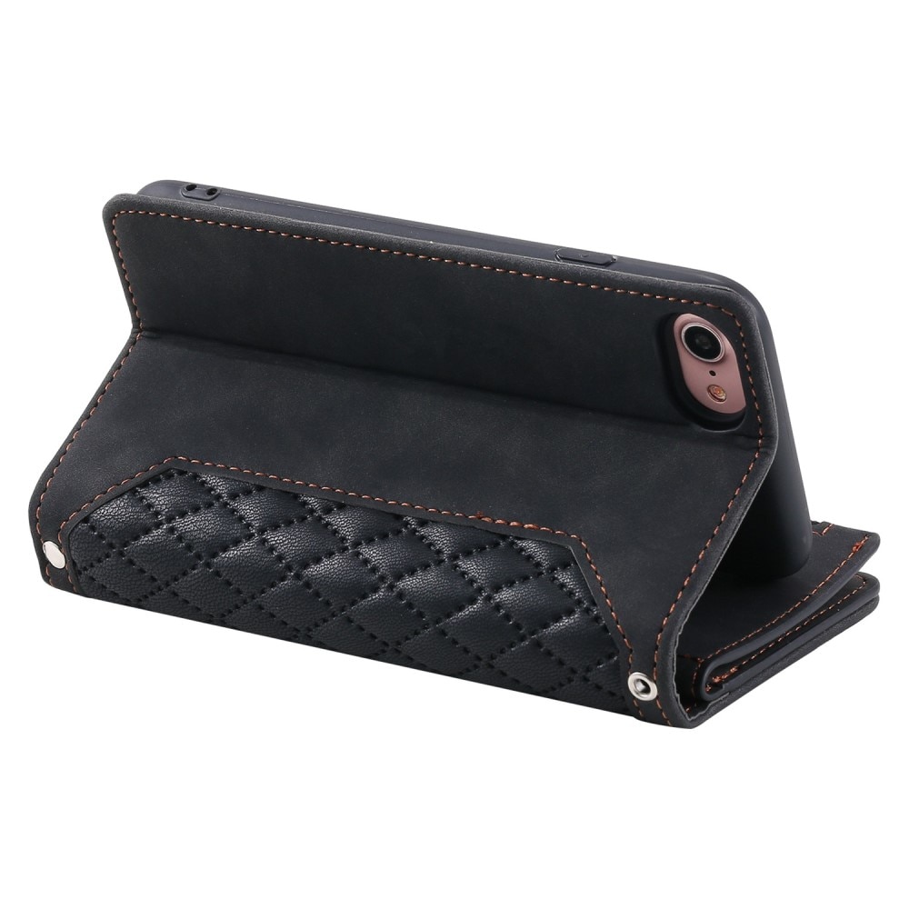 iPhone SE (2020) Portemonnee tas Quilted zwart