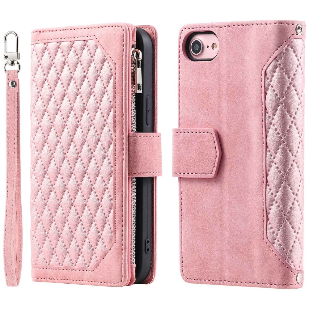 iPhone 7/8/SE Portemonnee tas Quilted Roze