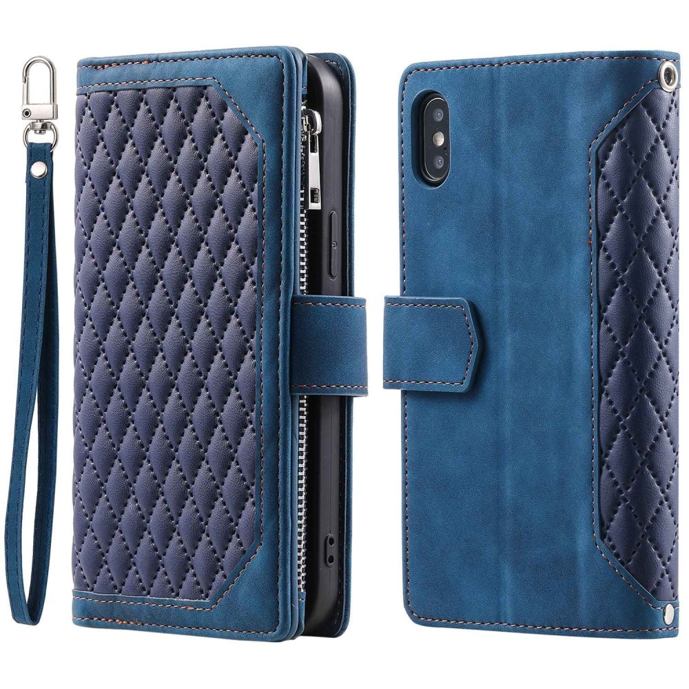 iPhone X/XS Portemonnee tas Quilted Blauw