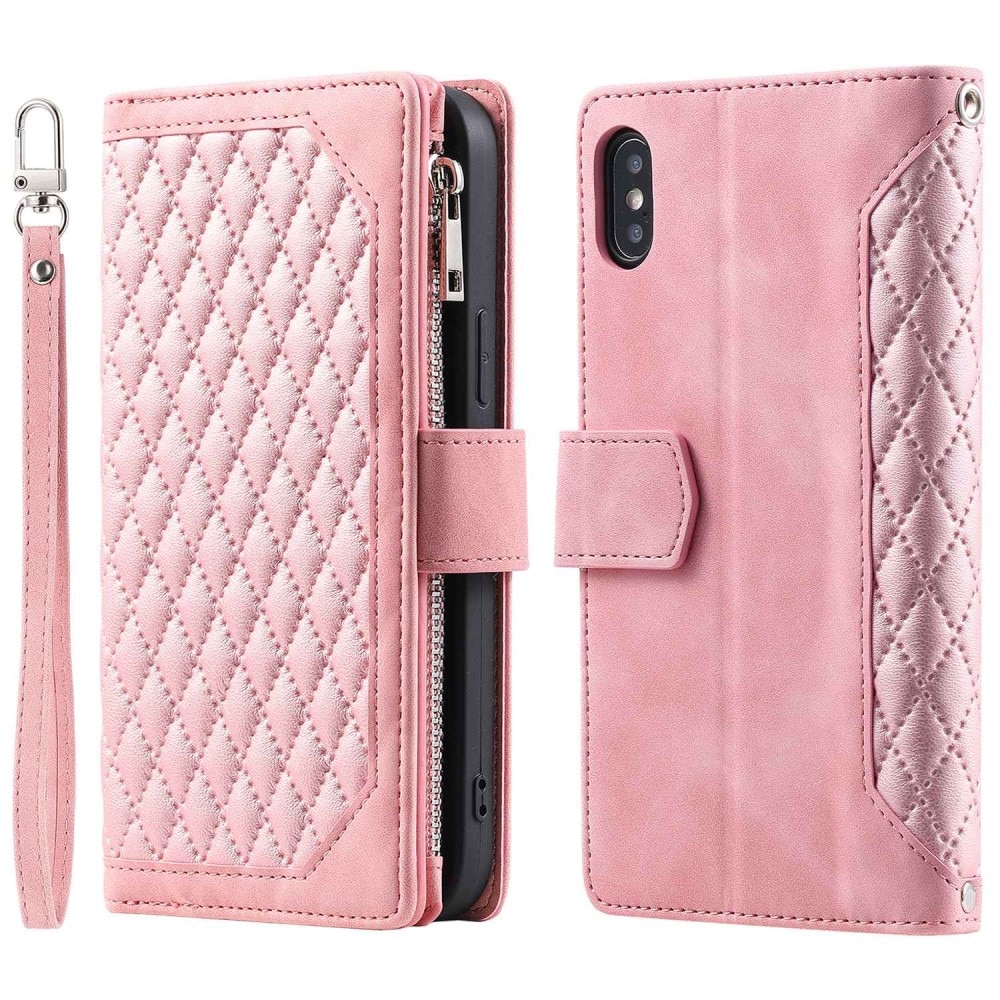 iPhone X/XS Portemonnee tas Quilted Roze