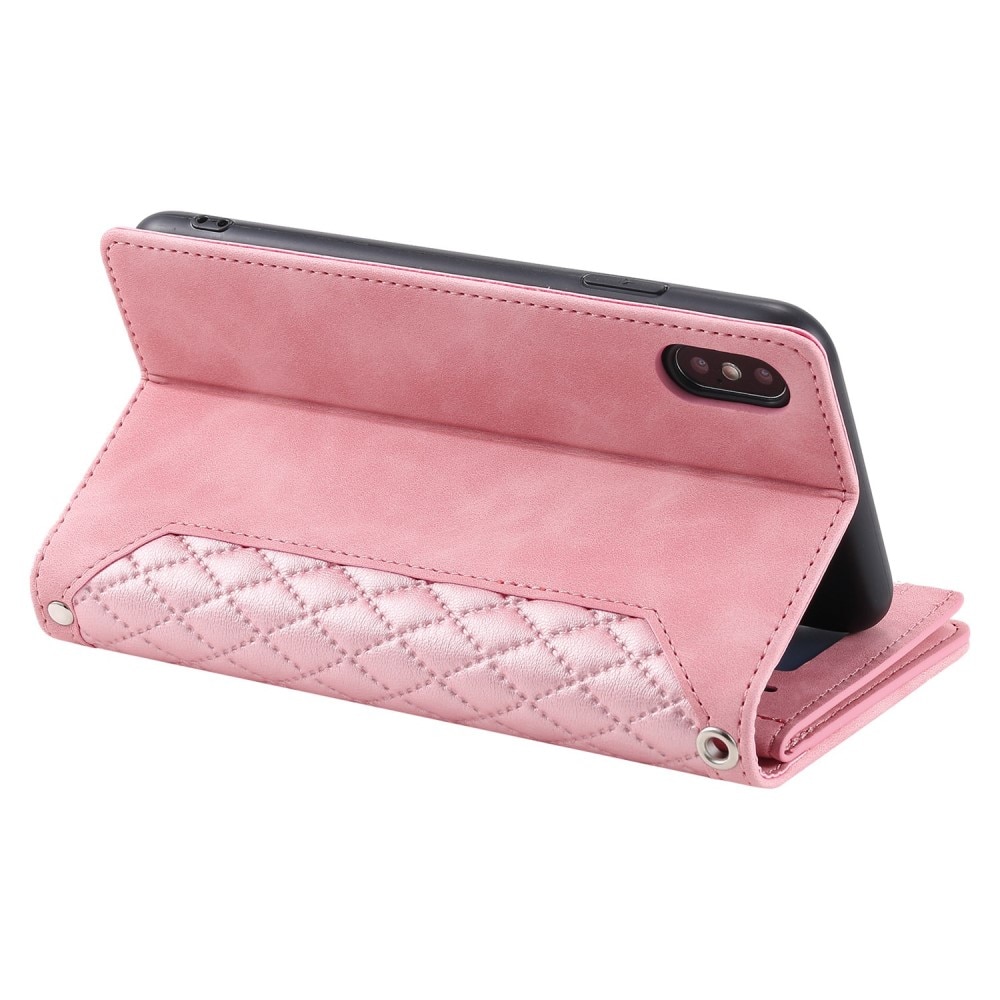 iPhone X/XS Portemonnee tas Quilted Roze