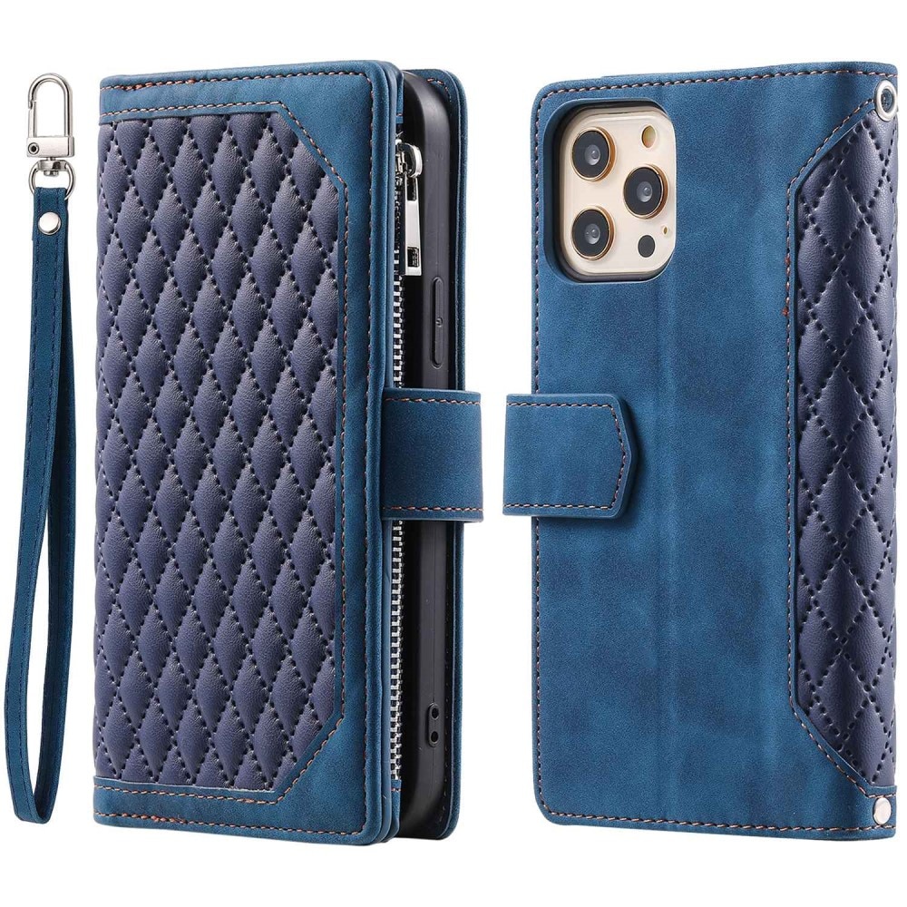 iPhone 11 Pro Portemonnee tas Quilted Blauw