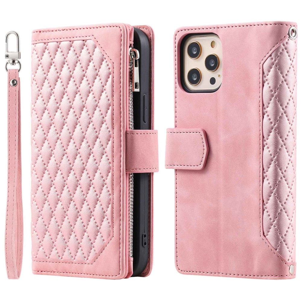 iPhone 11 Pro Portemonnee tas Quilted Roze