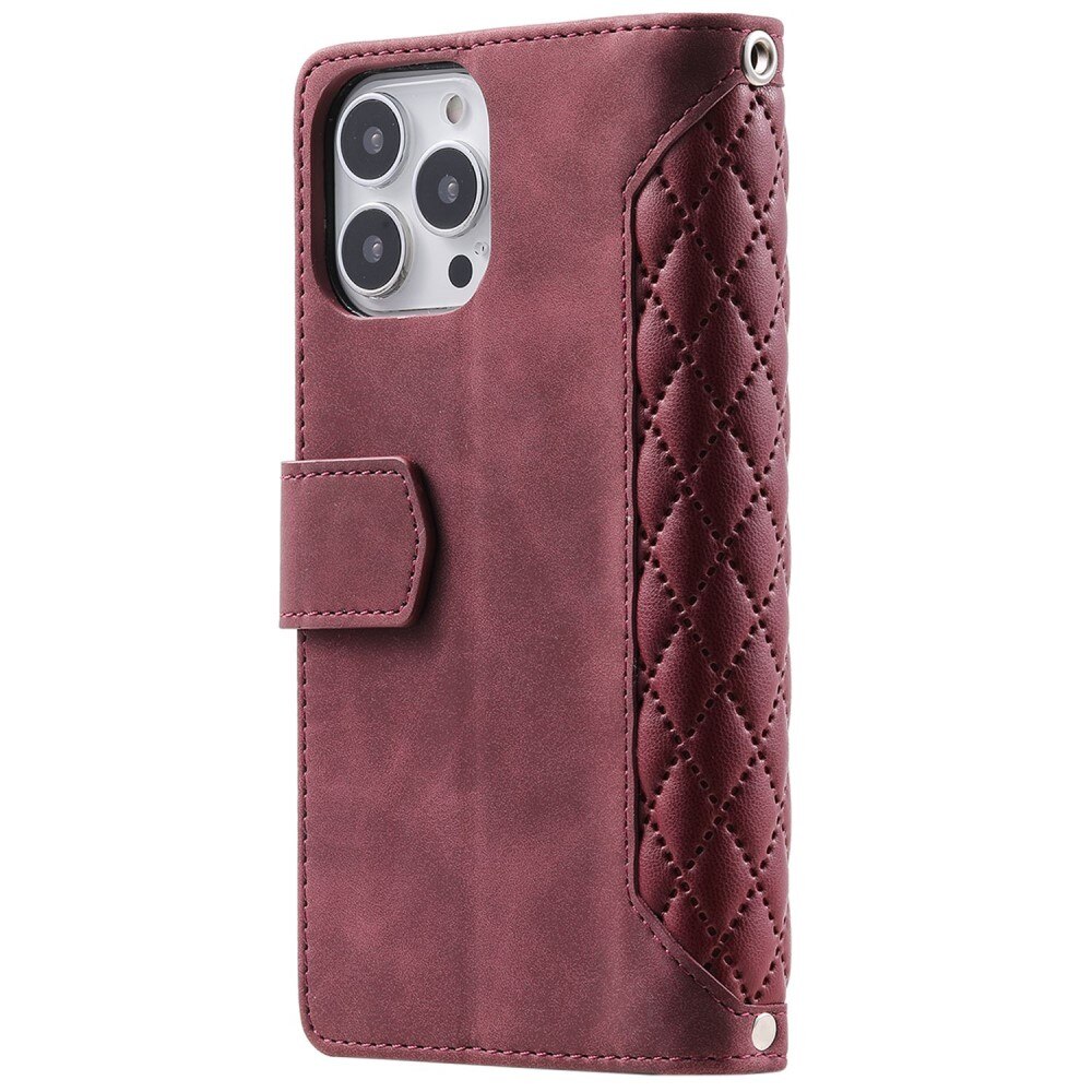 Apple iPhone 14 Pro Portemonnee tas Quilted Rood