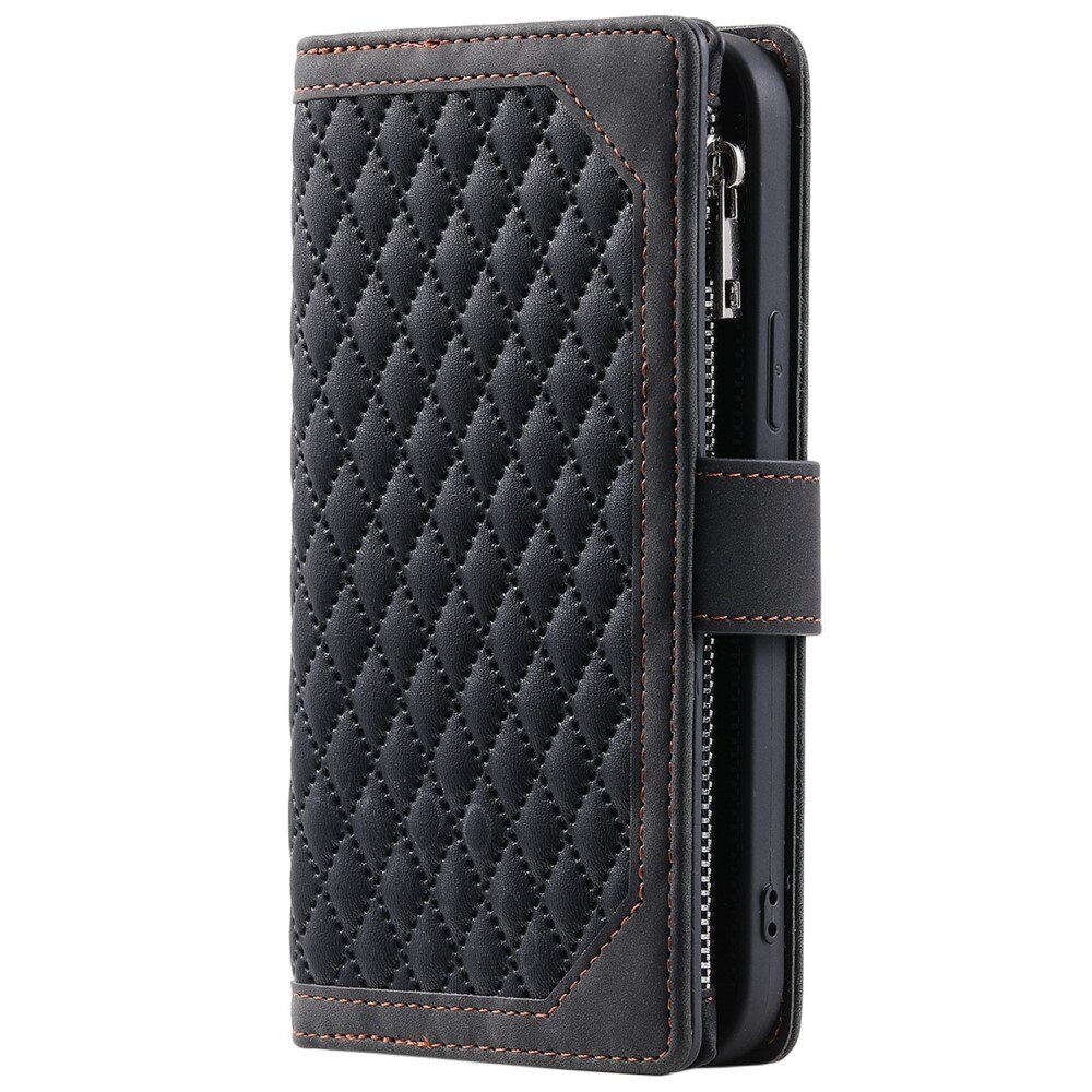 iPhone 14 Pro Portemonnee tas Quilted Zwart