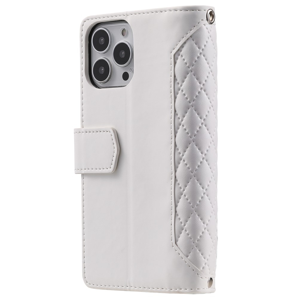 iPhone 14 Pro Portemonnee tas Quilted Wit