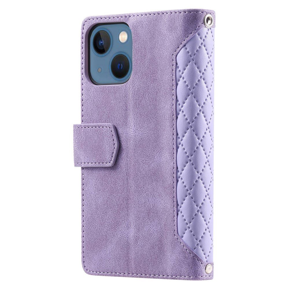 Apple iPhone 13 Portemonnee tas Quilted Paars