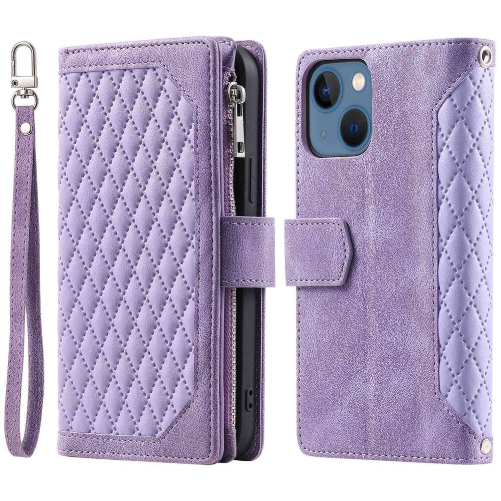 Apple iPhone 13 Portemonnee tas Quilted Paars
