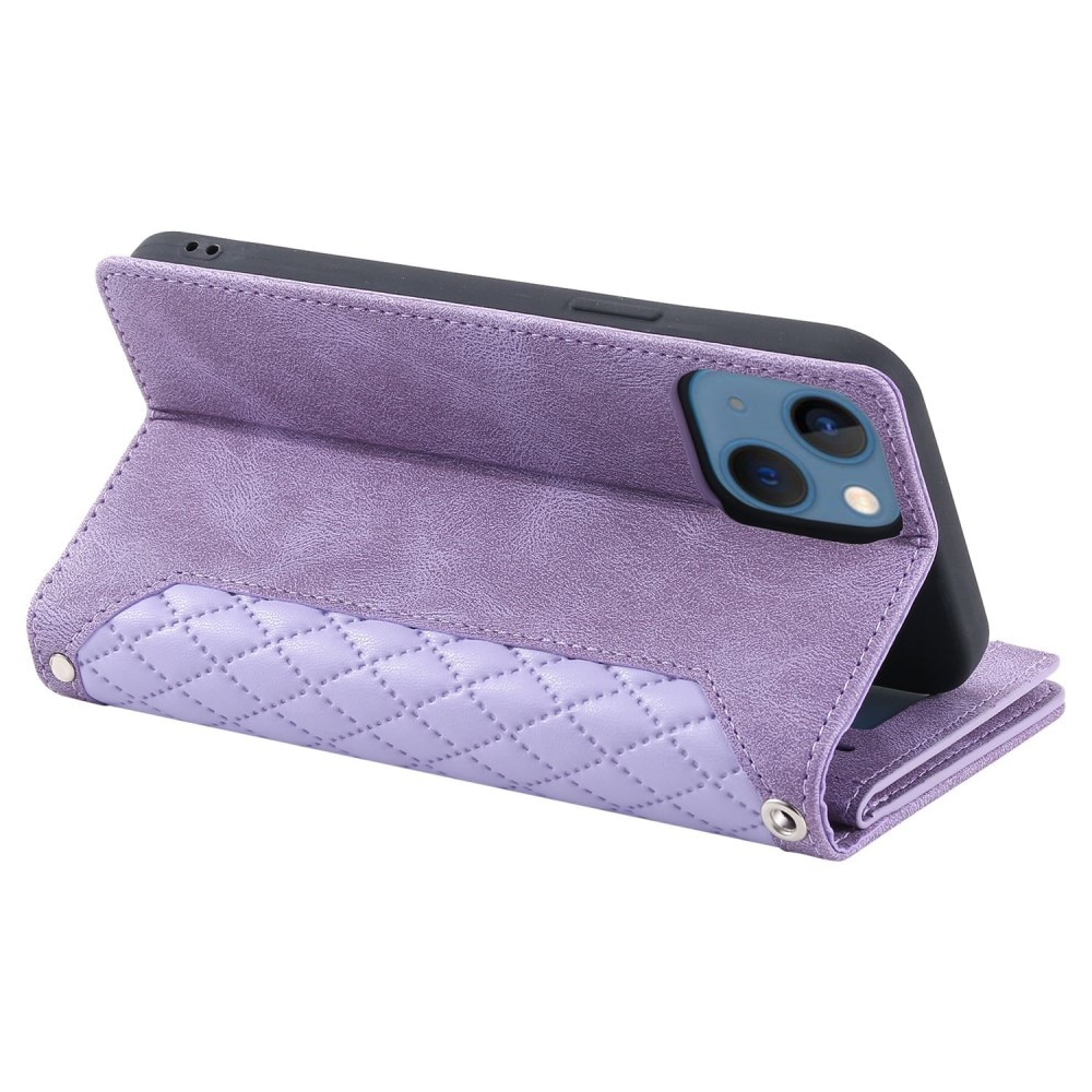 Apple iPhone 13 Portemonnee tas Quilted Paars