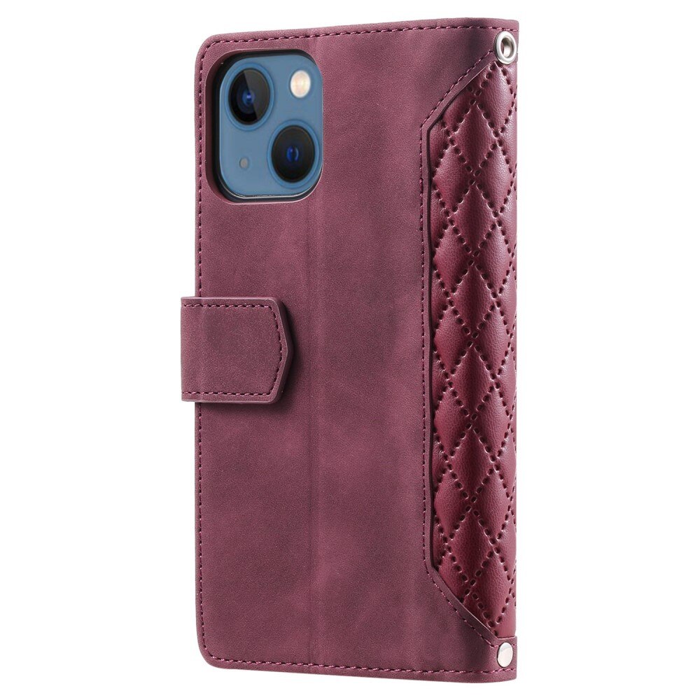 iPhone 13 Portemonnee tas Quilted Rood