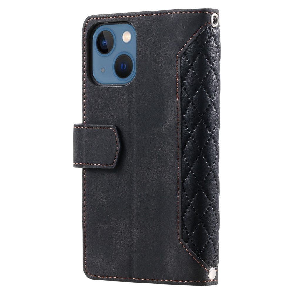 iPhone 13 Portemonnee tas Quilted Zwart