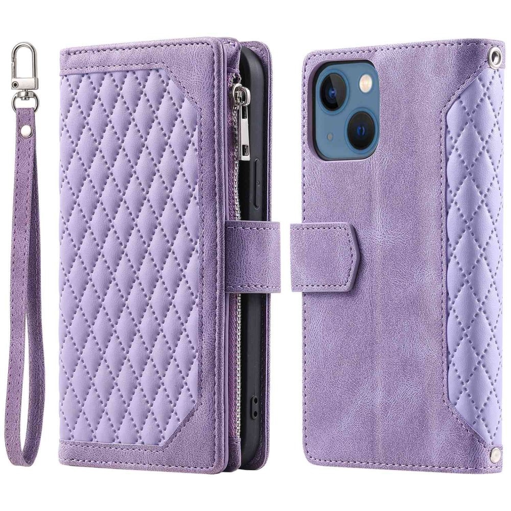 Apple iPhone 14 Plus Portemonnee tas Quilted Paars