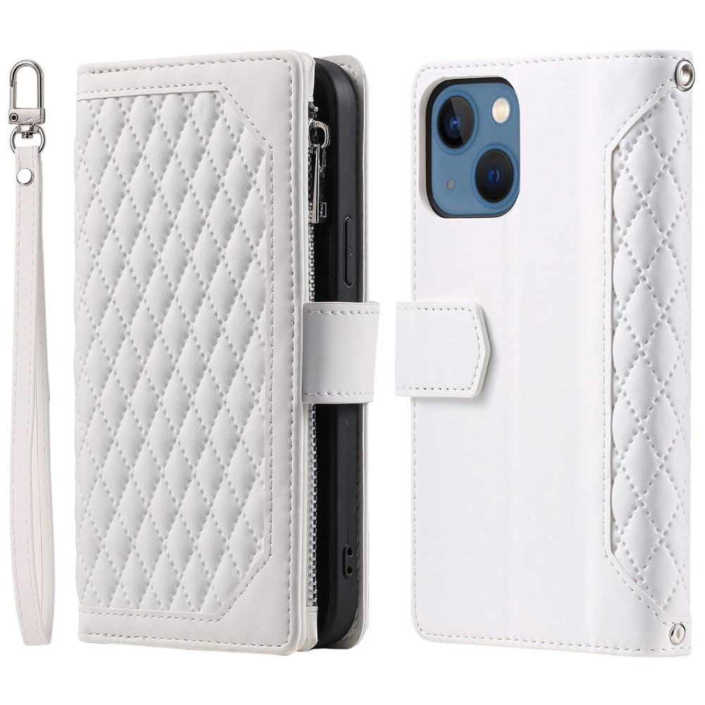 iPhone 14 Plus Portemonnee tas Quilted Wit