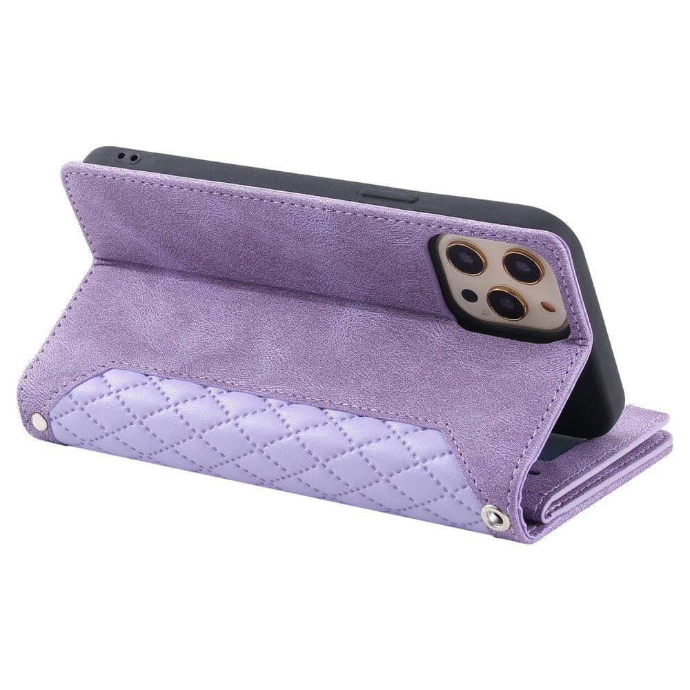 Apple iPhone 12/iPhone 12 Pro Portemonnee tas Quilted Paars