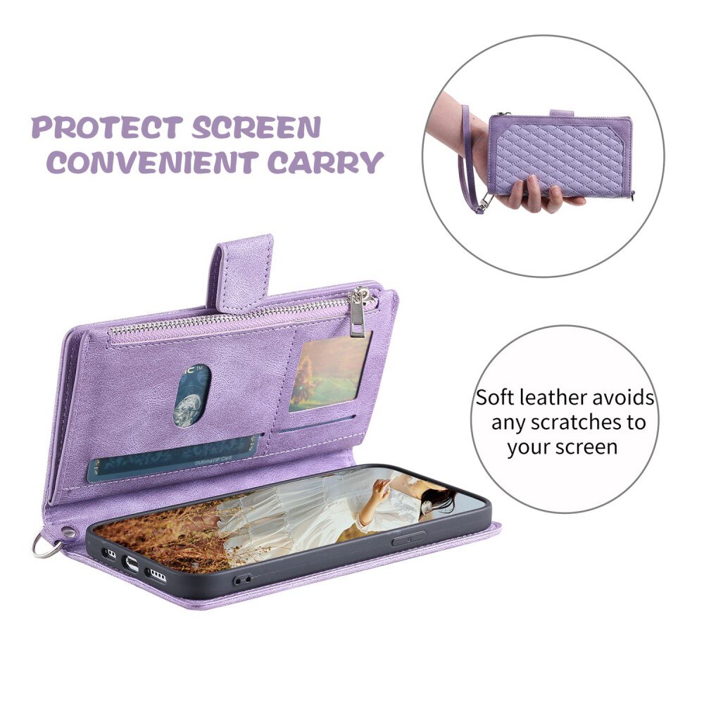 Apple iPhone 12/iPhone 12 Pro Portemonnee tas Quilted Paars
