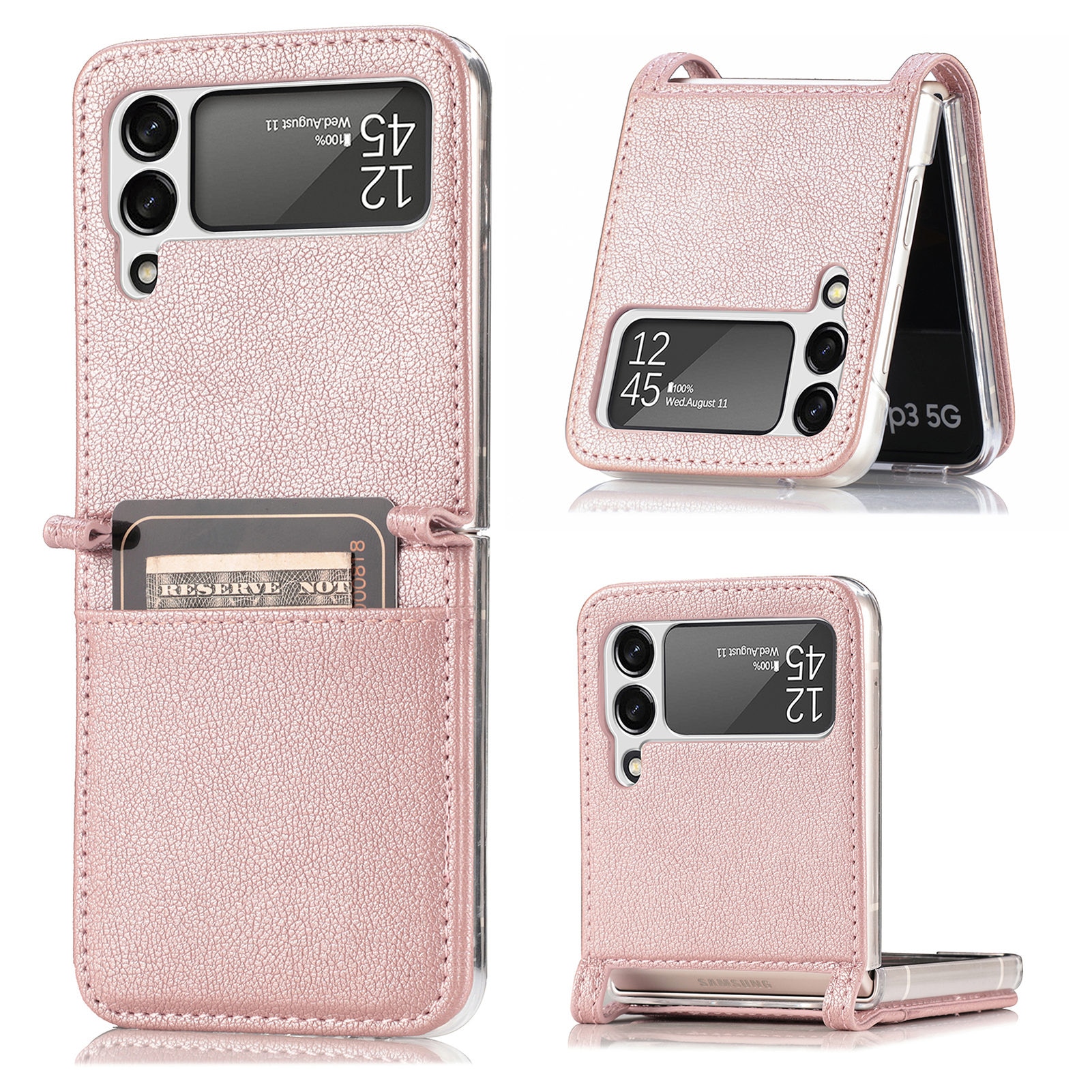 Slim Card Wallet Samsung Galaxy Z Flip 4 Roze