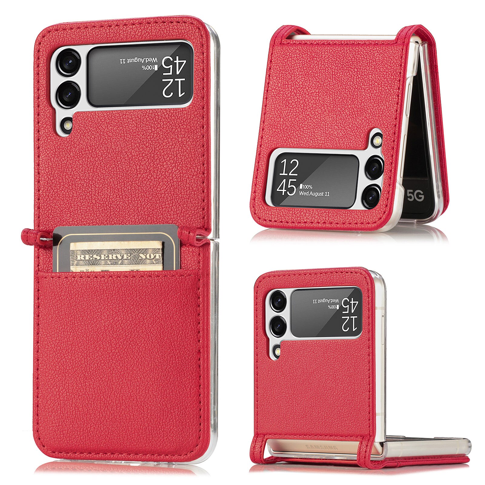 Slim Card Wallet Samsung Galaxy Z Flip 4 Rood