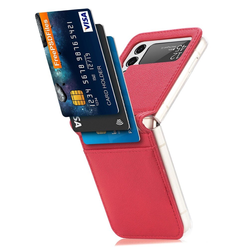 Slim Card Wallet Samsung Galaxy Z Flip 4 Rood