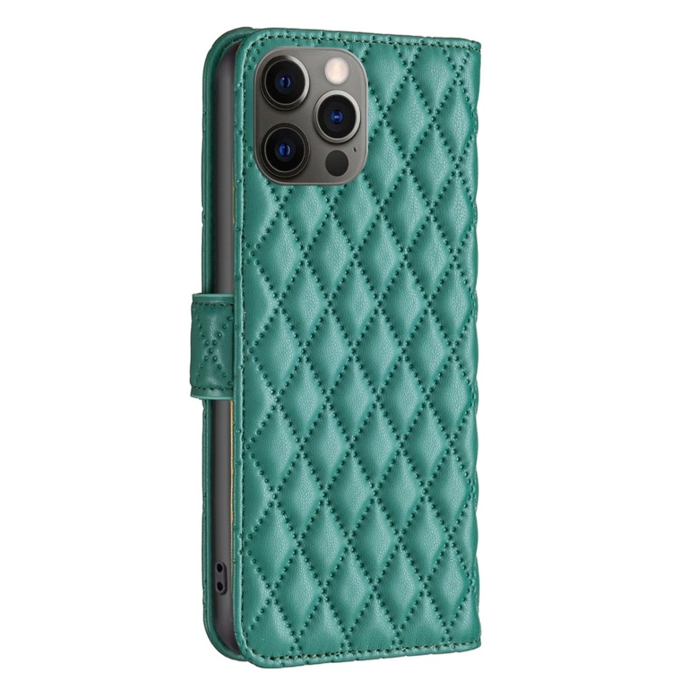 iPhone 12/12 Pro Portemonnee hoesje Quilted Groen