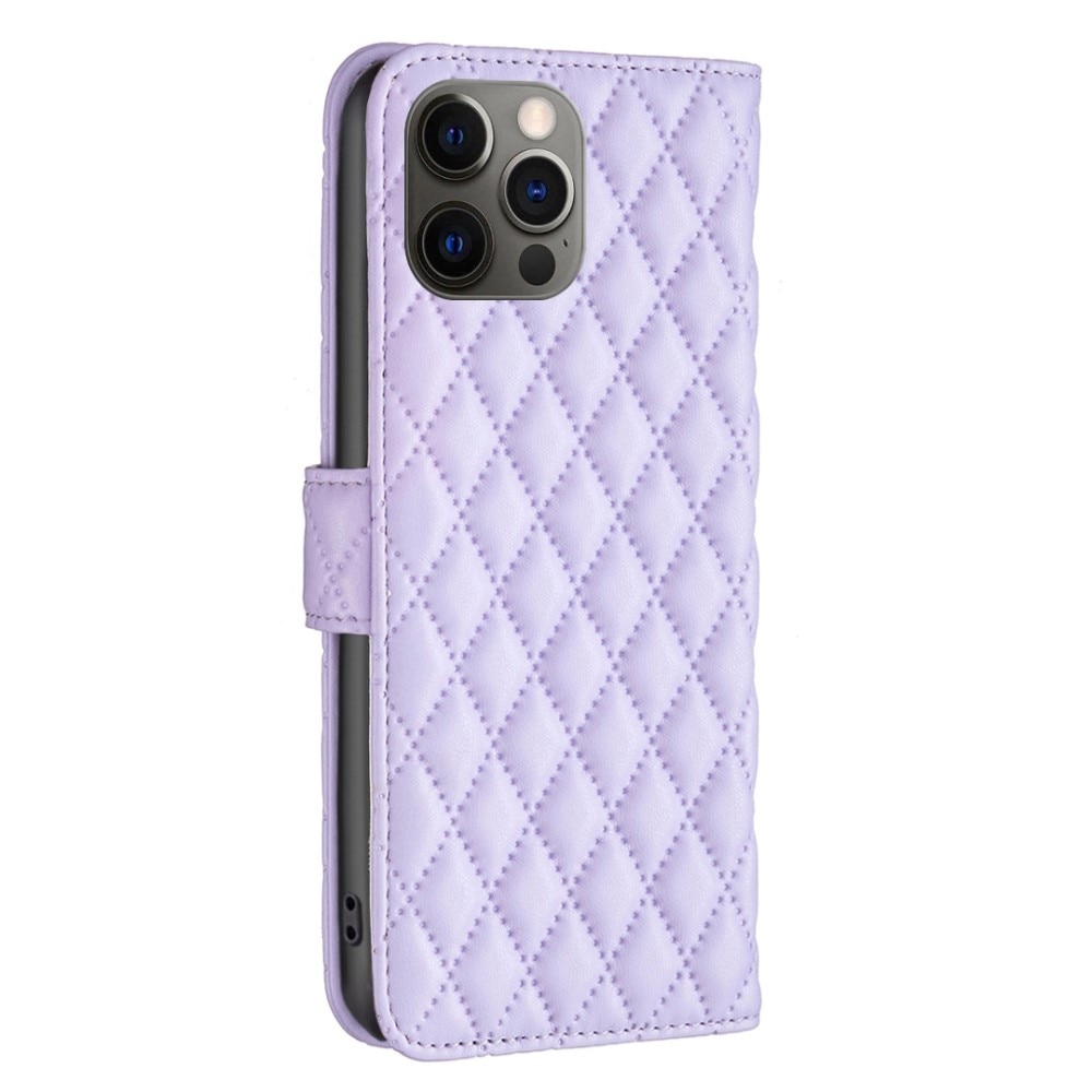 iPhone 12/12 Pro Portemonnee hoesje Quilted Paars