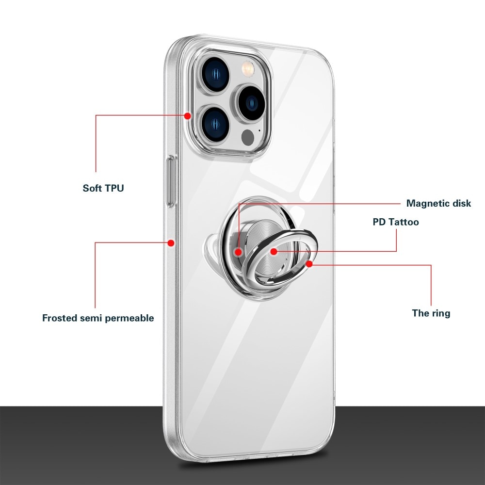 iPhone 14 Pro TPU hoesje Finger Ring Kickstand transparant