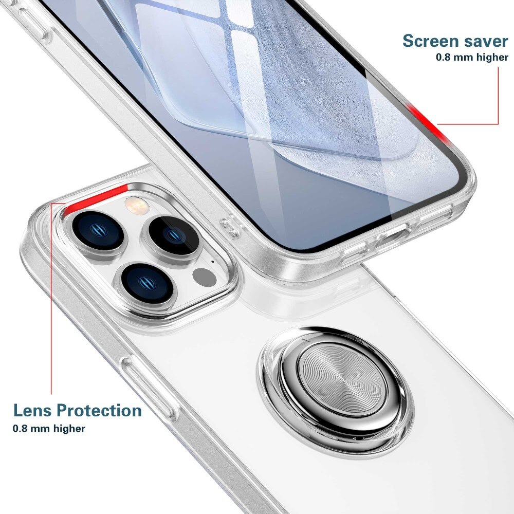 iPhone 14 Pro TPU hoesje Finger Ring Kickstand transparant