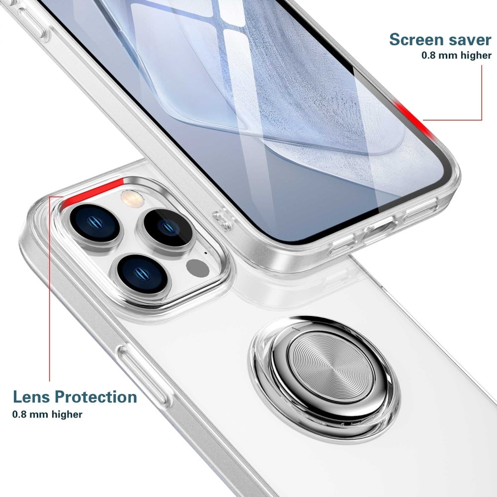 iPhone 14 Pro Max TPU hoesje Finger Ring Kickstand transparant