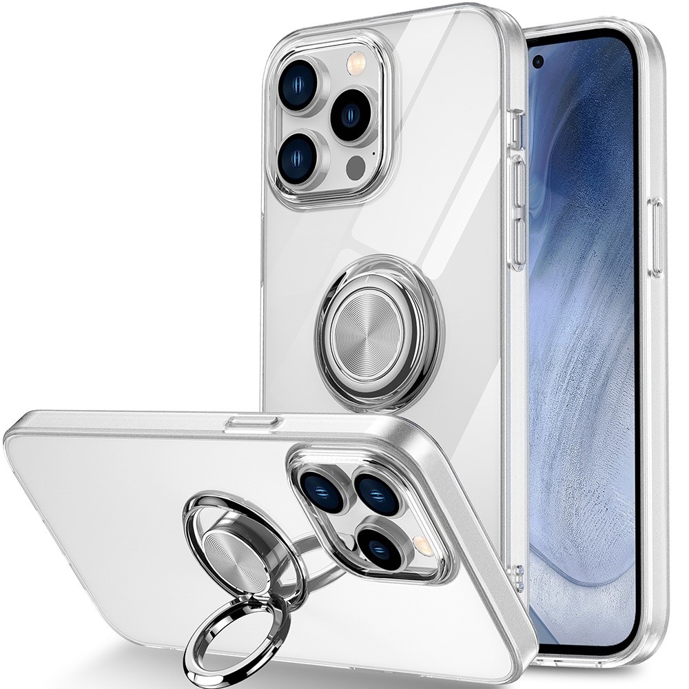 iPhone 14 TPU hoesje Finger Ring Kickstand transparant