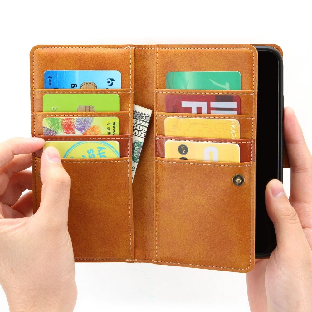 iPhone 14 Leren Bookcover hoesje Multi-Slot Bruin