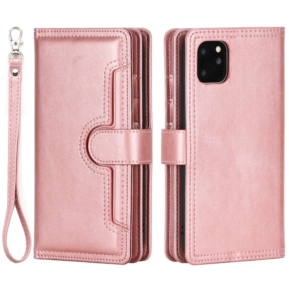 iPhone 14 Leren Bookcover hoesje Multi-Slot Roze