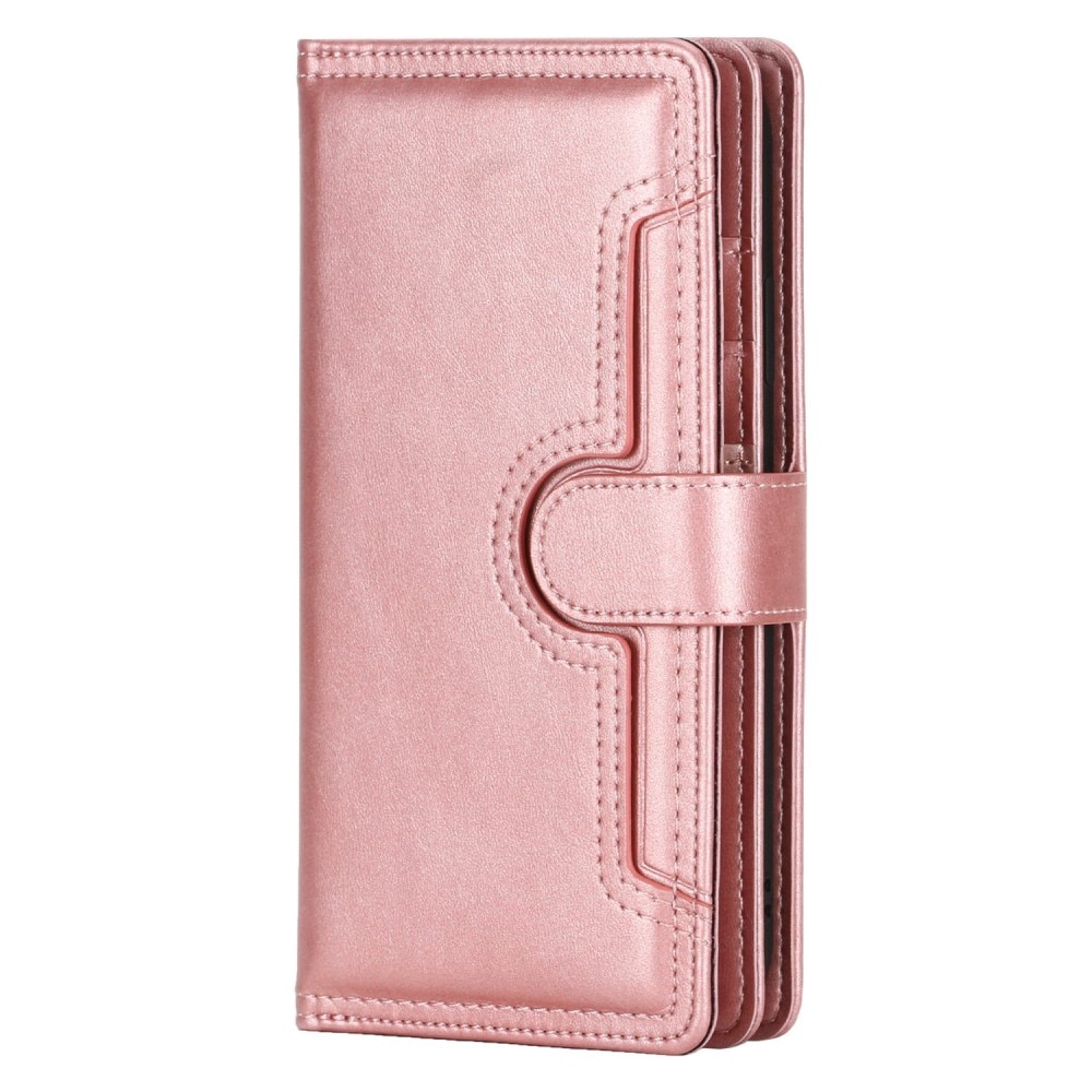 iPhone 14 Leren Bookcover hoesje Multi-Slot Roze