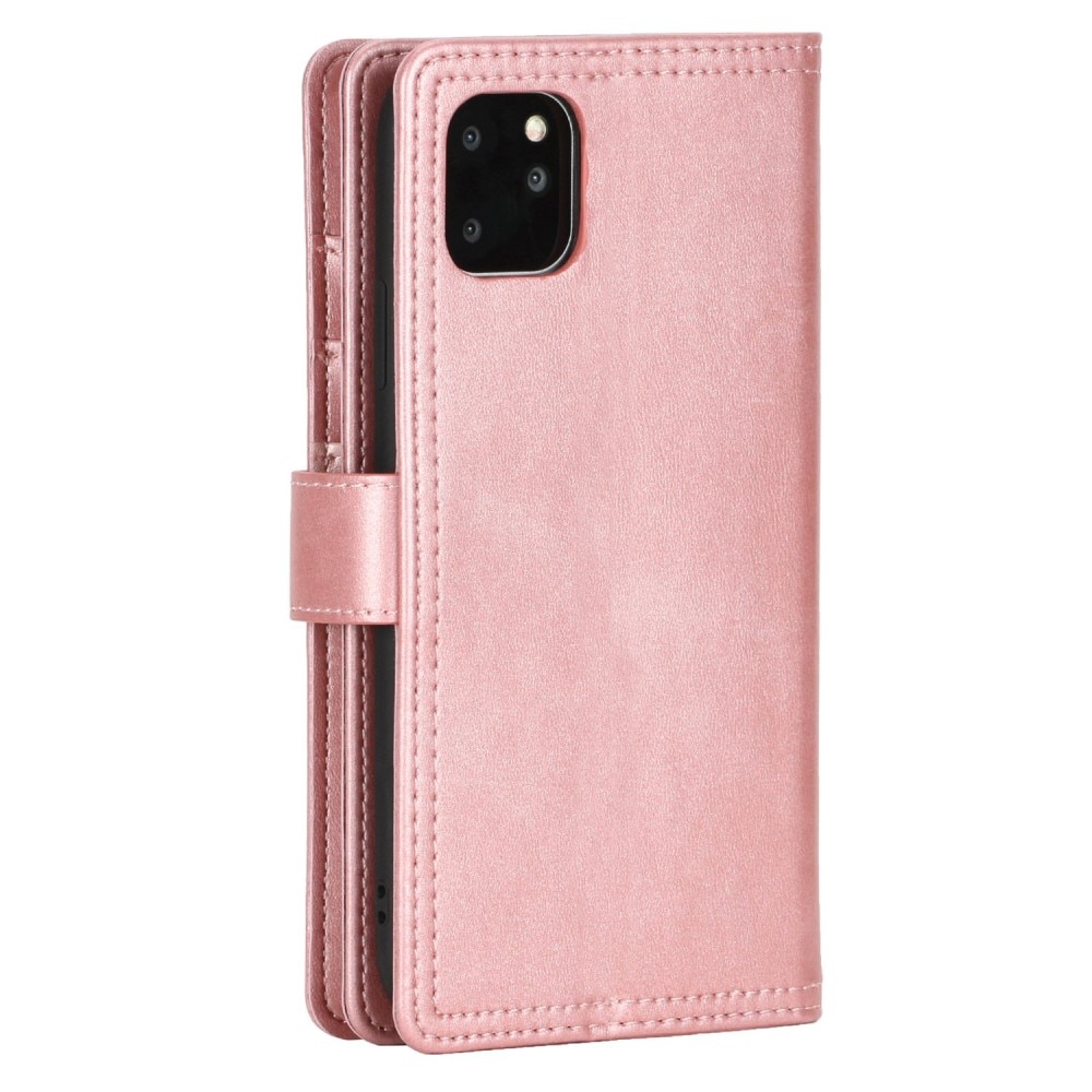 iPhone 14 Leren Bookcover hoesje Multi-Slot Roze