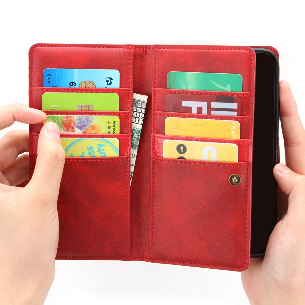 iPhone 14 Leren Bookcover hoesje Multi-Slot Rood