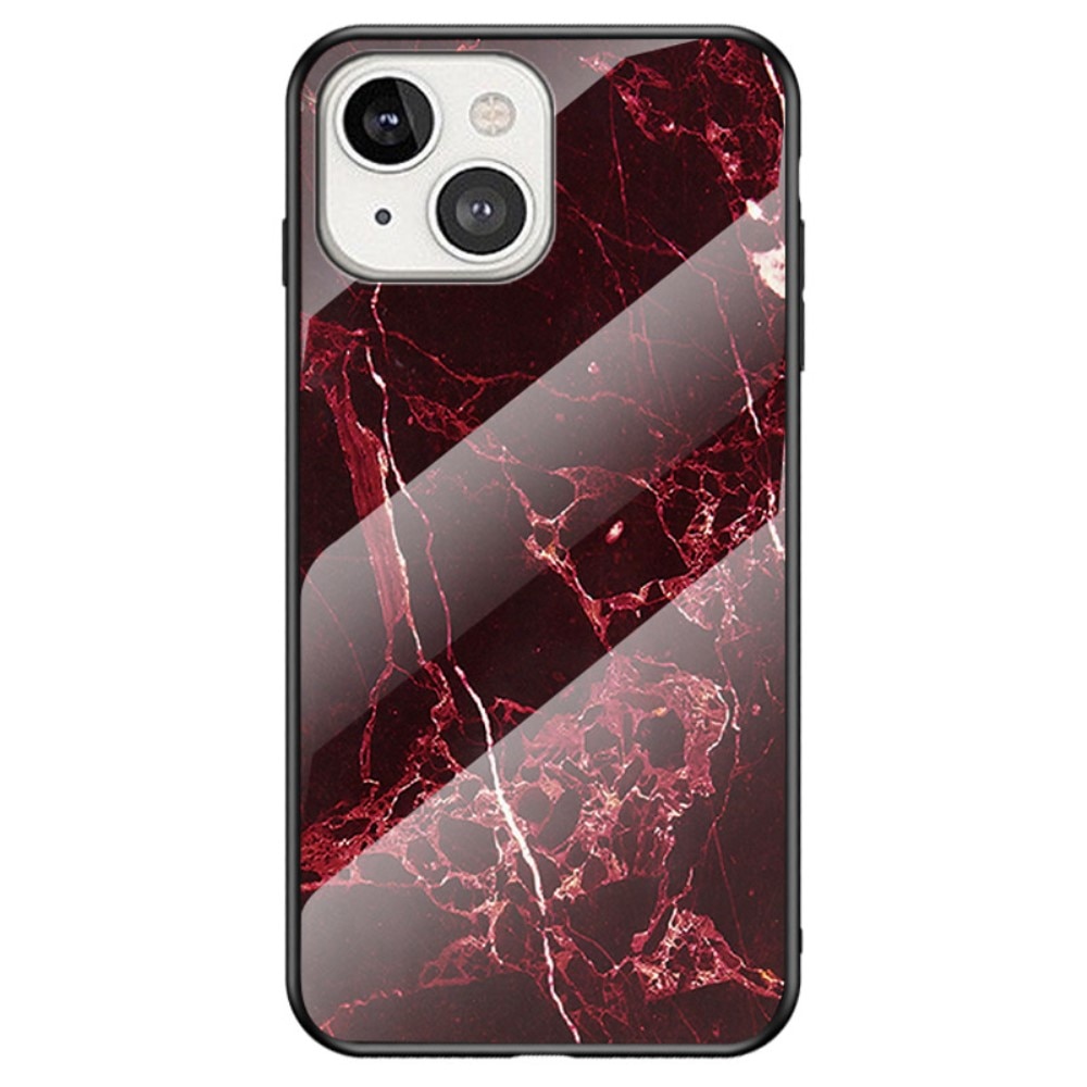 iPhone 14 Plus Hoesje Gehard Glas Rood marmer