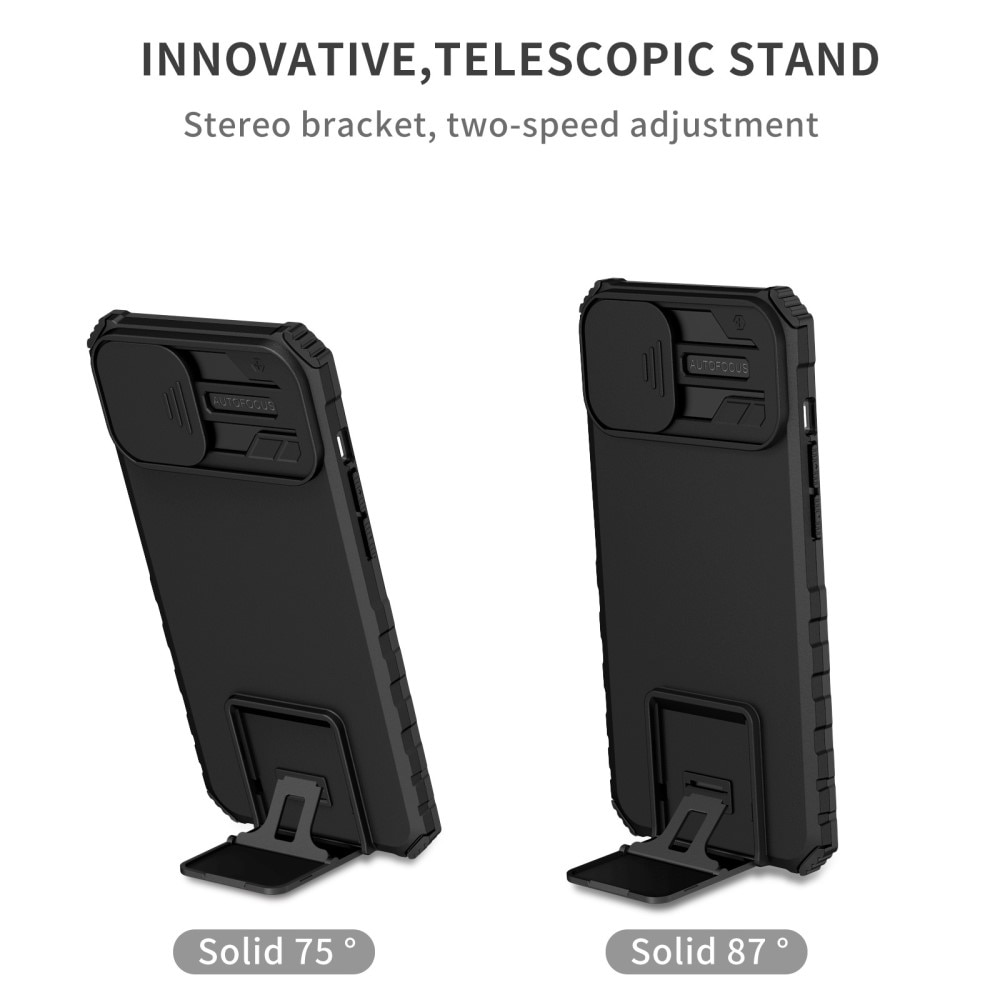 Apple iPhone 14 Plus Kickstand Hoesje met Camera Protector Zwart