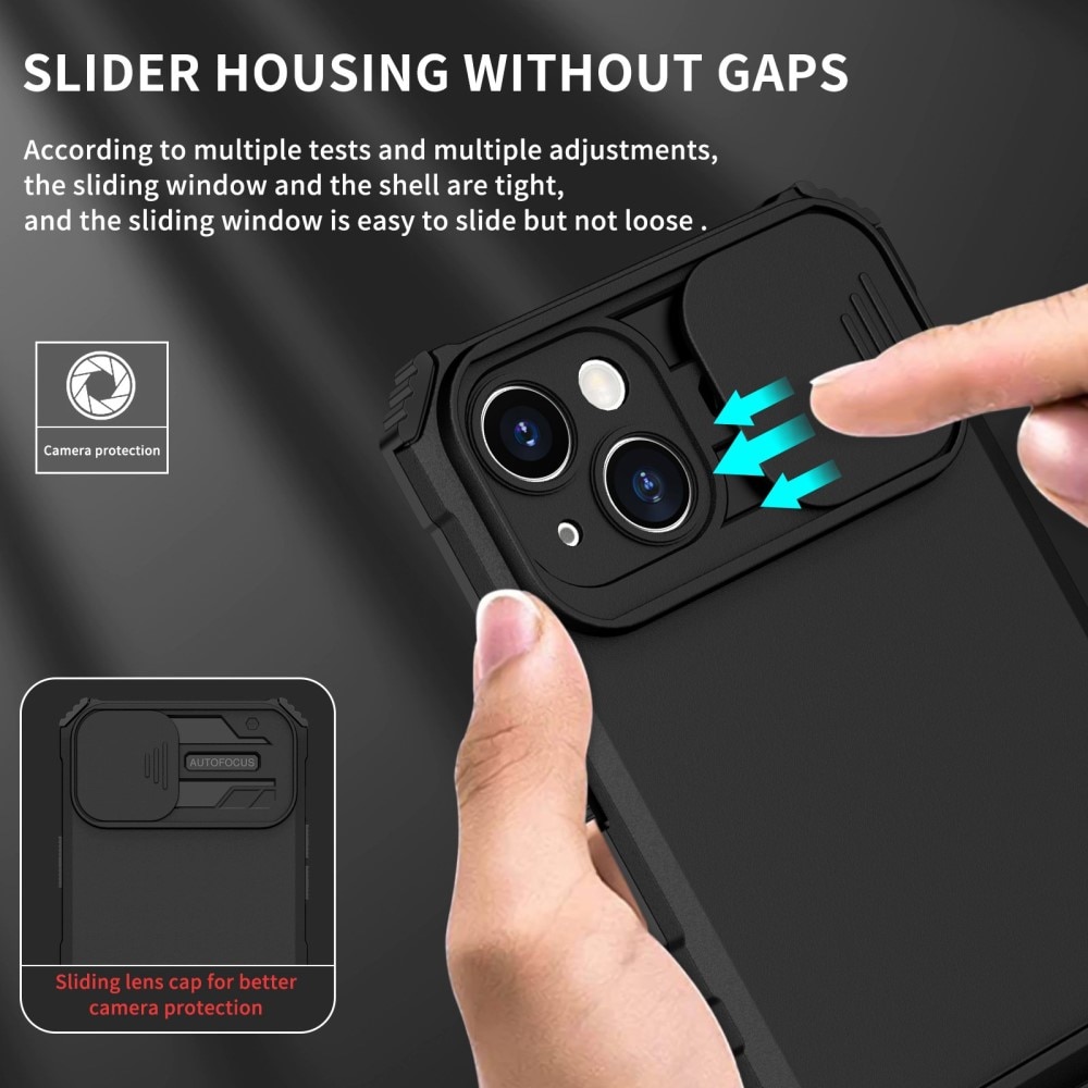 iPhone 14 Plus Kickstand Hoesje met Camera Protector Zwart