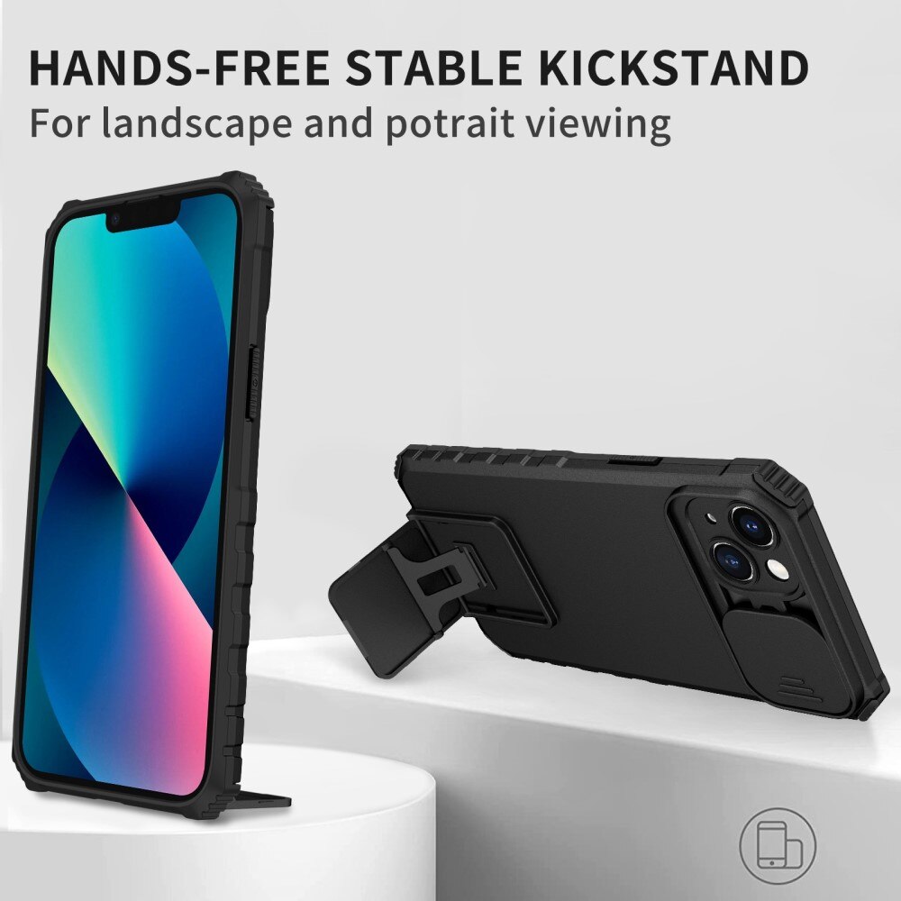Apple iPhone 14 Plus Kickstand Hoesje met Camera Protector Zwart