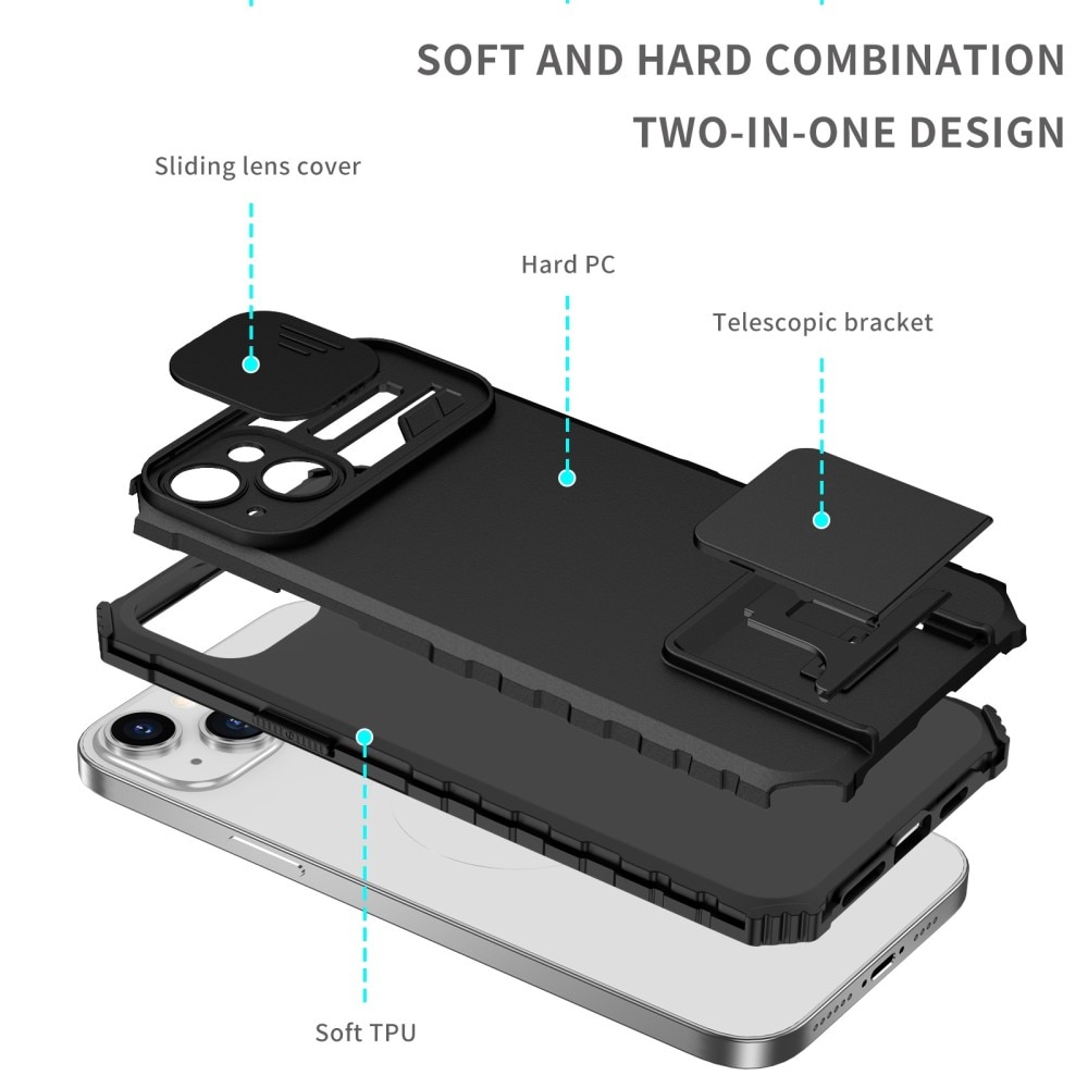 Apple iPhone 14 Plus Kickstand Hoesje met Camera Protector Zwart