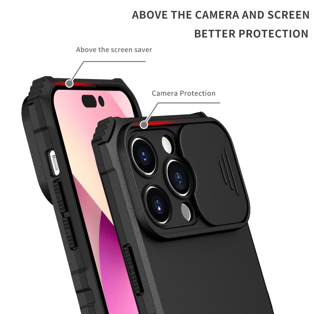 iPhone 14 Pro Kickstand Hoesje met Camera Protector Zwart