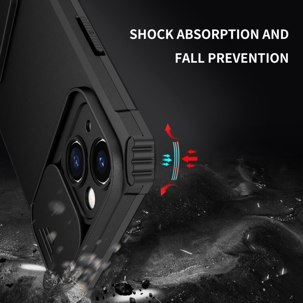 iPhone 14 Kickstand Hoesje met Camera Protector Zwart