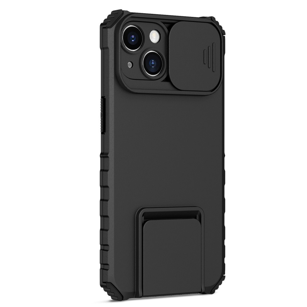 iPhone 14 Kickstand Hoesje met Camera Protector Zwart