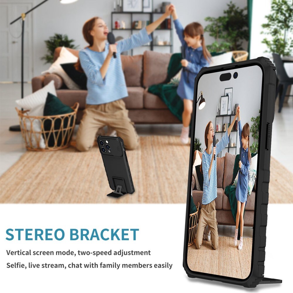 iPhone 14 Pro Max Kickstand Hoesje met Camera Protector Zwart