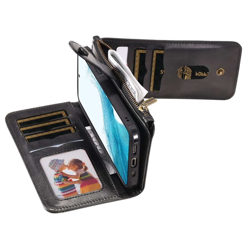 Samsung Galaxy S22 Magnet Leather Multi-Wallet Zwart