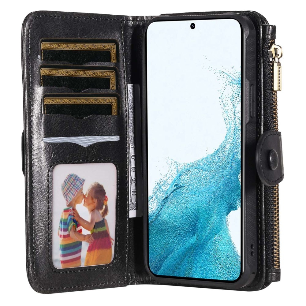 Samsung Galaxy S22 Magnet Leather Multi-Wallet Zwart