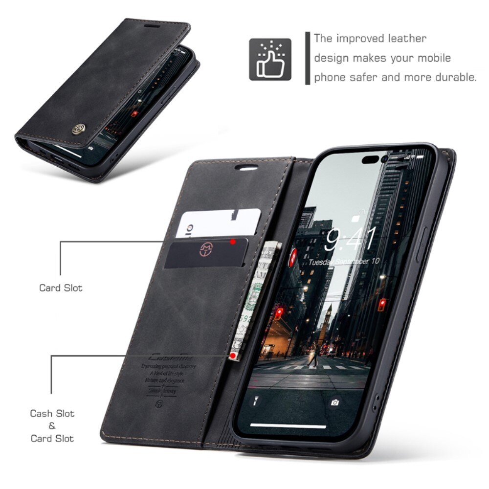 Slim Bookcover Hoesje iPhone 14 Pro Max Zwart