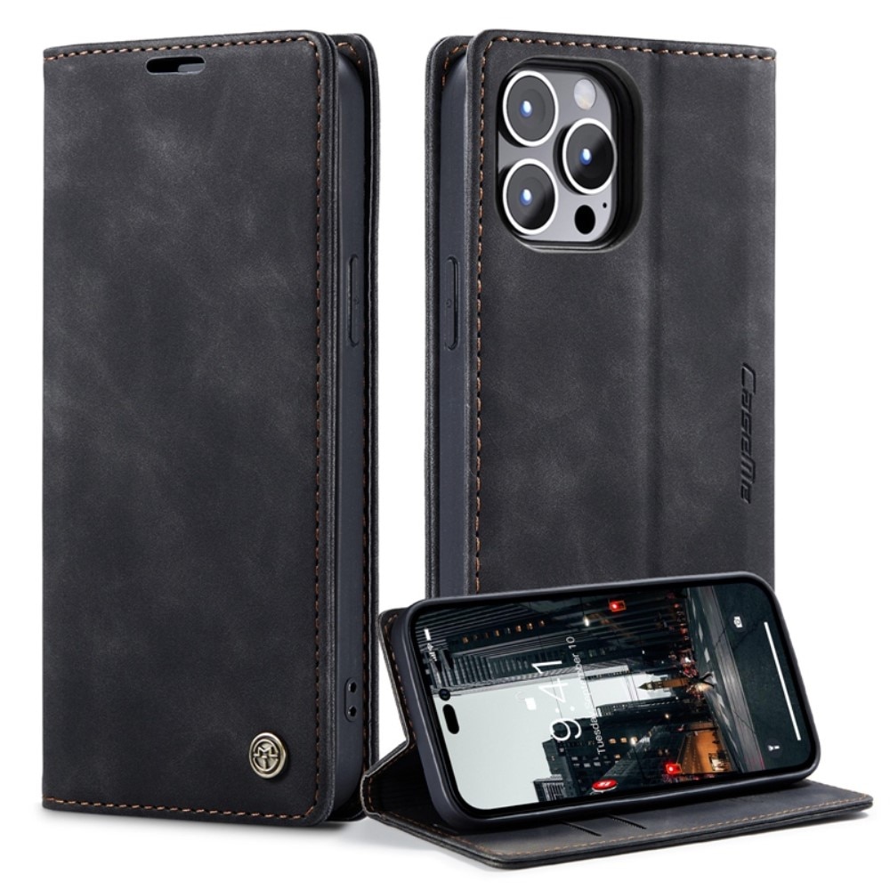 Slim Bookcover Hoesje iPhone 14 Pro Max Zwart
