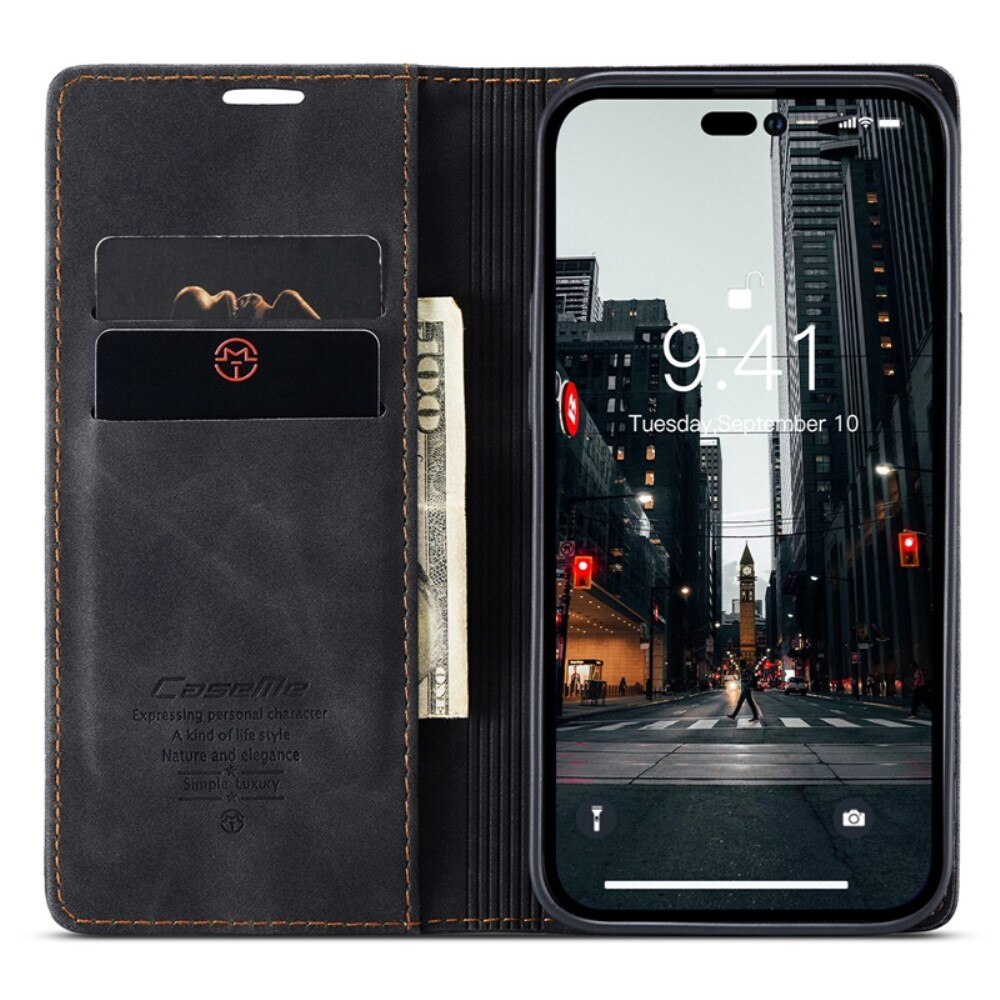 Slim Bookcover Hoesje iPhone 14 Pro Max Zwart