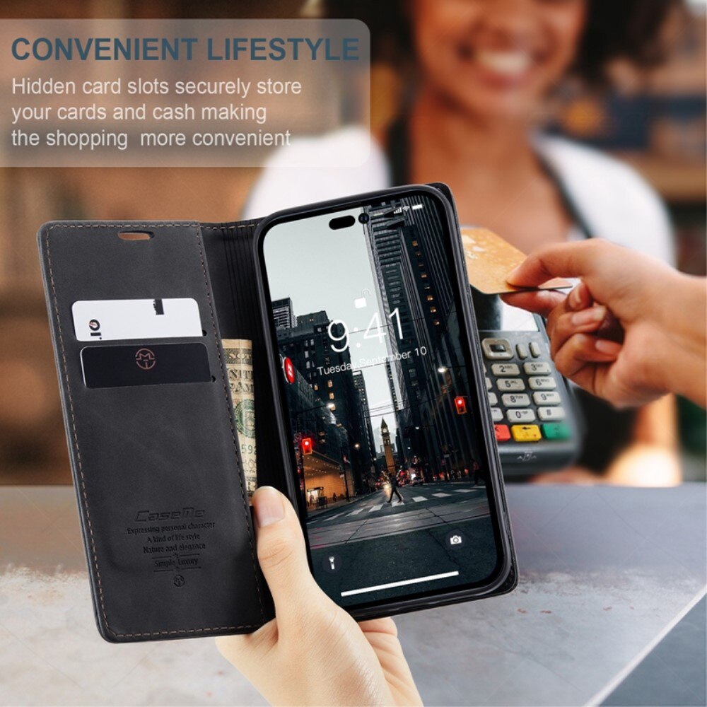 Slim Bookcover Hoesje iPhone 14 Pro Max Zwart